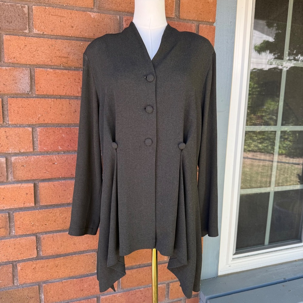 Hino & Malee Artist Jacket Minimalist Draped 80's Japan | Green | Size 1 - Small